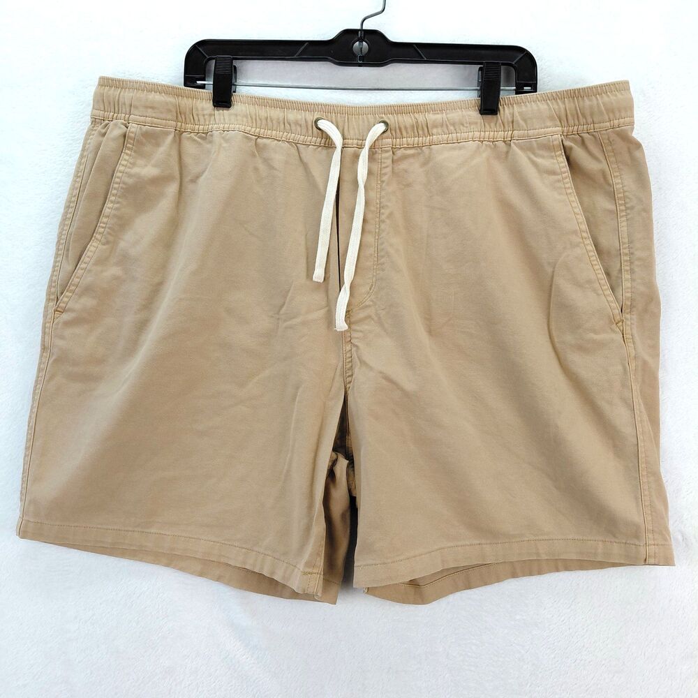Marine Layer Saturday Shorts Mens XXL Tan Cotton Drawstring Elastic Waist Pocket